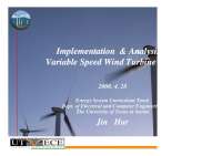 Implementation and Analysis of Variable Speed Wind Turbine Model | M S 0