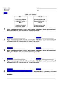 Apple Juice Recipes - Ratios - Assignment | UTS 170