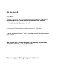 BIO 344 Quiz 12: Genomics and Transgenics