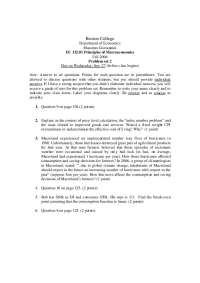 Principles of Macroeconomics Problem Set - Boston College, EC 132.01, Fall 2006