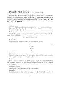 5 Problems for Exam 1 - Discrete Mathematics | M 325K