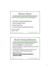 Lecture Slides on Resistive Sensors | L A 1