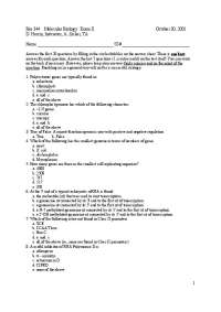 Exam 2 Questions - Fundamentals of Chemistry, mRNA | BIO 344