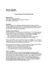 RHE 306 Spring 2009: Proposal Argument Assignment using Adobe InDesign - Prof. Christopher