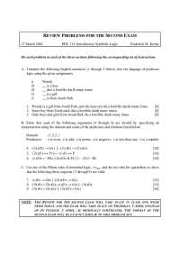 Review Problems for Introductory Symbolic Logic Exam 2