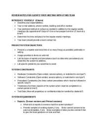 Client's First Meeting with UT Miss Team - Review Notes | MIS 374