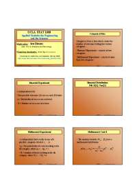 Applied Statistics for Engineering and Sciences: Goodness of Fit and Chi-Square Tests