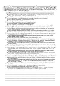 Observed Practices in Effective Teaching-Learning Environments