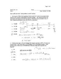 Introduction to Actuarial Math - Solved Test 2 | MAP 4170 - Docsity