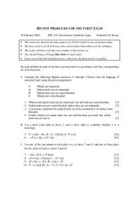 Problems - Introductory Symbolic Logic - Examination 19 | PHL 313