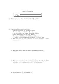 Quiz 6 for M325K: Combinatorics and Literature