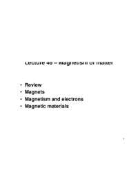 Lecture 46: Magnetism of Matter - Understanding Magnetic Materials and their Properties