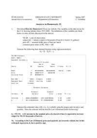 Introduction to Econometrics - Answers to Homework 2 | ECON 424