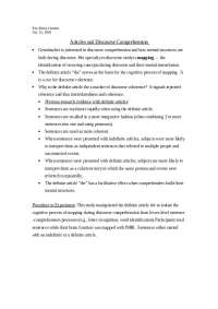 The Definite Article and Discourse Comprehension: Neural Perspective by Eva-Maria Gortner 