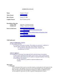 Area of a Circle: Lesson Plan for College Preservice Teachers - Prof. Pamela G. Powell