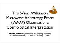 WMAP Observations: Cosmological Interpretation by E. Komatsu - UC Davis Colloquium (2008)