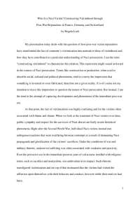 The Transformation of Nazi Victimhood: A Study on Post-War Reparations and Memory Politics