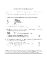 Exam Review Set - Introductory Symbolic Logic | PHL 313