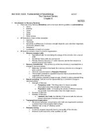 Notes on Chemical Senses - Introduction to Neurobiology | BIOL 4102