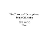 Strawson's Critique of Russell's Theory of Descriptions: A Philosophical Dispute - Prof. D