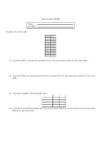 Quiz 2 on Unsolved Truth Table - Discrete Mathematics | M 325K