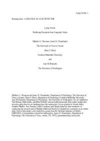 Predicting Deception from Linguistic Styles: Identifying Lies through Language - Prof. Jam