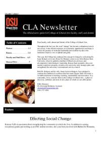 CLA Newsletter, Effects Social Change | NMC 301