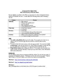 Evaluating Web Sites for Research: A Guide for Students in Music History