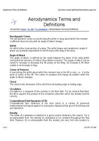 Aerodynamics Terms and Definitions - Lecture Notes | MECH 594