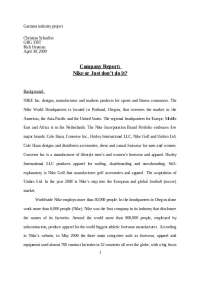 Company Report - Nike Or Just Don't Do It - Lecture Notes | GRG 356T