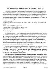 Potentiometric Titration of a HCl-H3PO4 Mixture | CH 455
