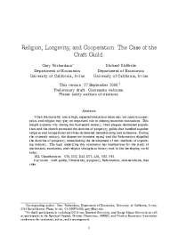 Religion, Longevity, and Cooperation: The Case of the Craft Guild | GERMAN 0270