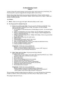Academic Planning Council Minutes: New Program Proposals Discussed