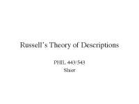 Russell's Theory of Descriptions: Analyzing Sentences with Denoting Phrases