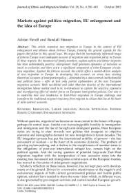 Markets and Migration in Europe: A Shift from Politics to Economics