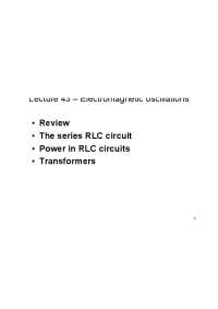 Series RLC Circuit: Power and Resonance