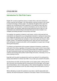 English 201: A Modern Fiction Web Course - No Criticism, Just Human Experience