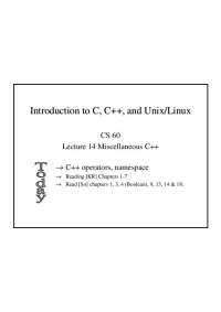 Notes on Introduction to C,C++ and Unix | CMPSC 60