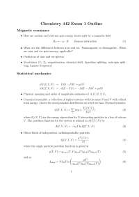 Exam 1 Outline - Physical Chemistry | CH 440 - Docsity