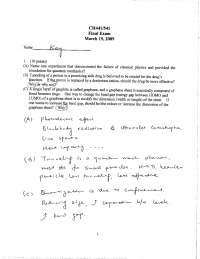 Final Exam with Answer Key - Physical Chemistry | CH 440 - Docsity
