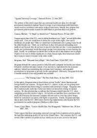 Health Care Debate: Universal Coverage vs. Individual Policies - Prof. Mark G. Longaker