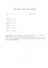 5 Problems on Calculus III - Practice Final Exam | MATH 2210 - Docsity