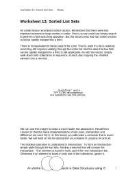 Worksheet 13: Sorted List Sets - Data Structures | CS 261 - Docsity