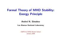Formal Theory of MHD Stability: Energy Principle - Lecture Notes | CLASSIC 0153I