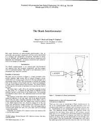 The Shack Interferometer - Advanced Optics Laboratory | OPTI 471A - Docsity