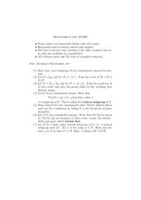 M343K Homework 8: Properties of Subgroups and Factor Groups