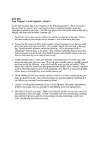 Topic Proposal for Causal Argument - Prof. Erin A. Boade