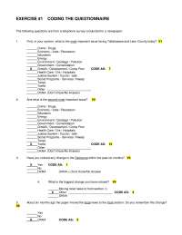 Coding the Questionnaire – Exercise 1 | COM 5331 - Docsity
