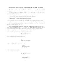 Practice Final Exam - Calculus II | MATH 1220 - Docsity
