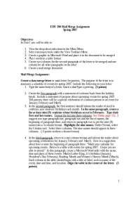Mail Merge Assignment - Technology in Education | EDU 290